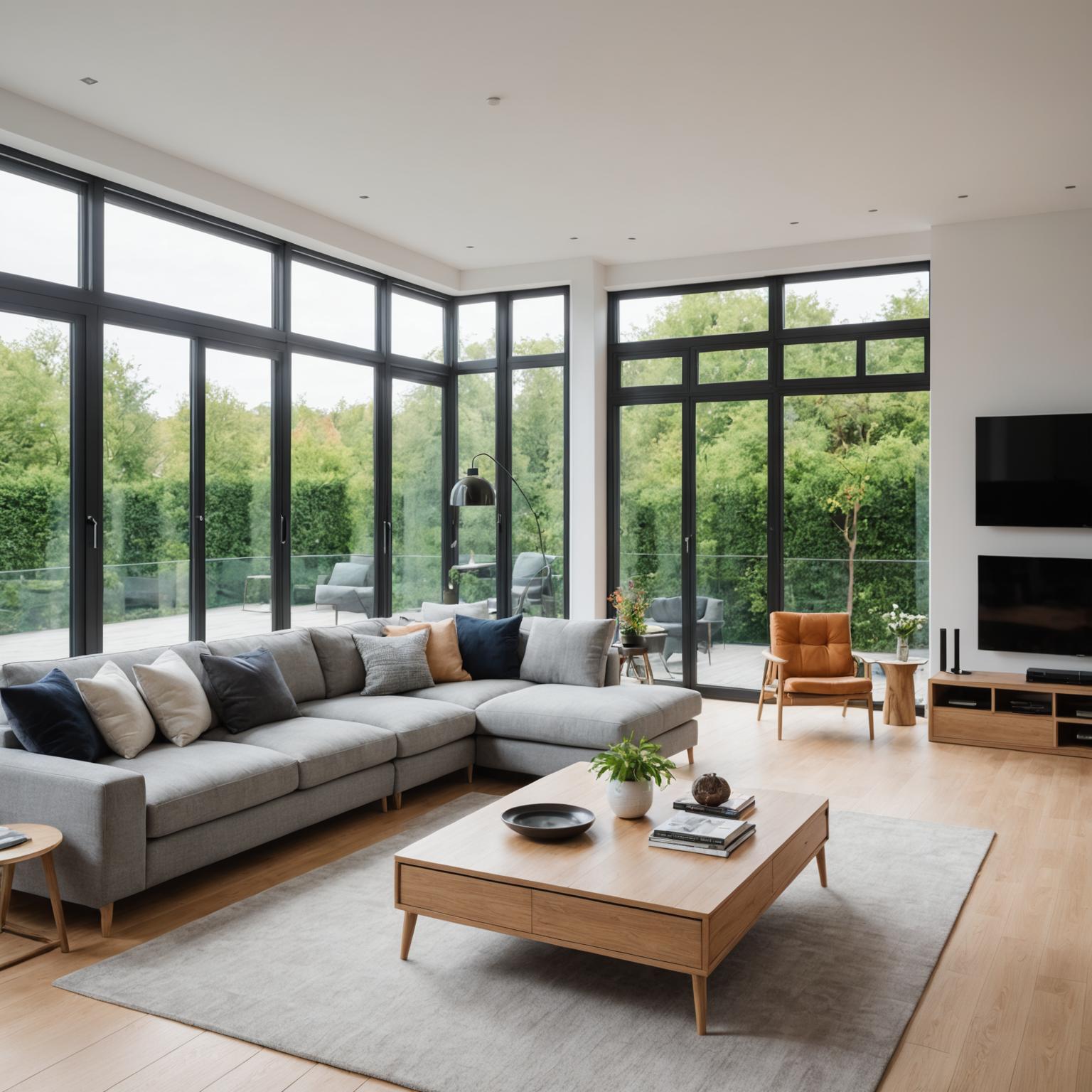 Open-plan living area with contemporary furnishing