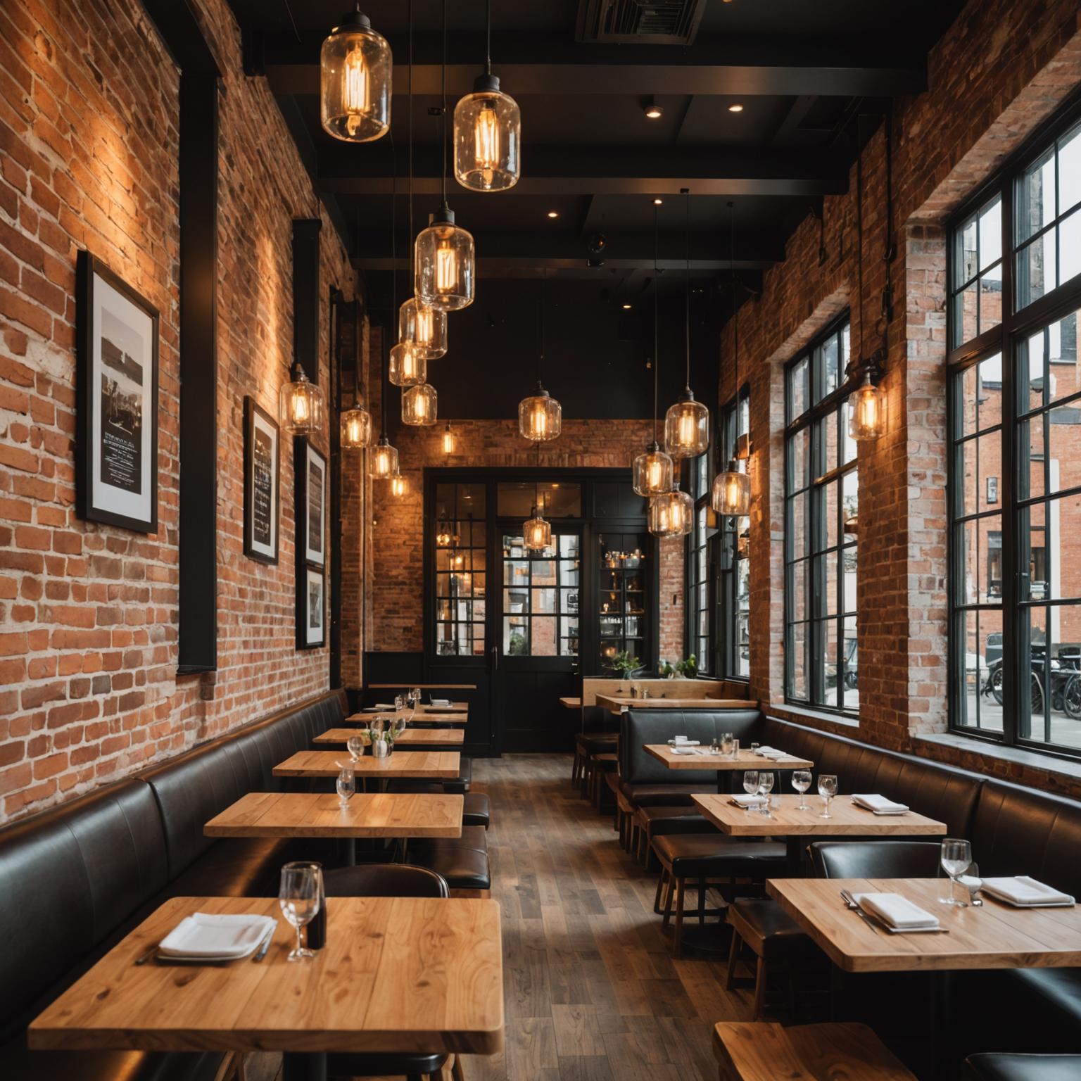 Stylish restaurant interior with warm ambient lighting