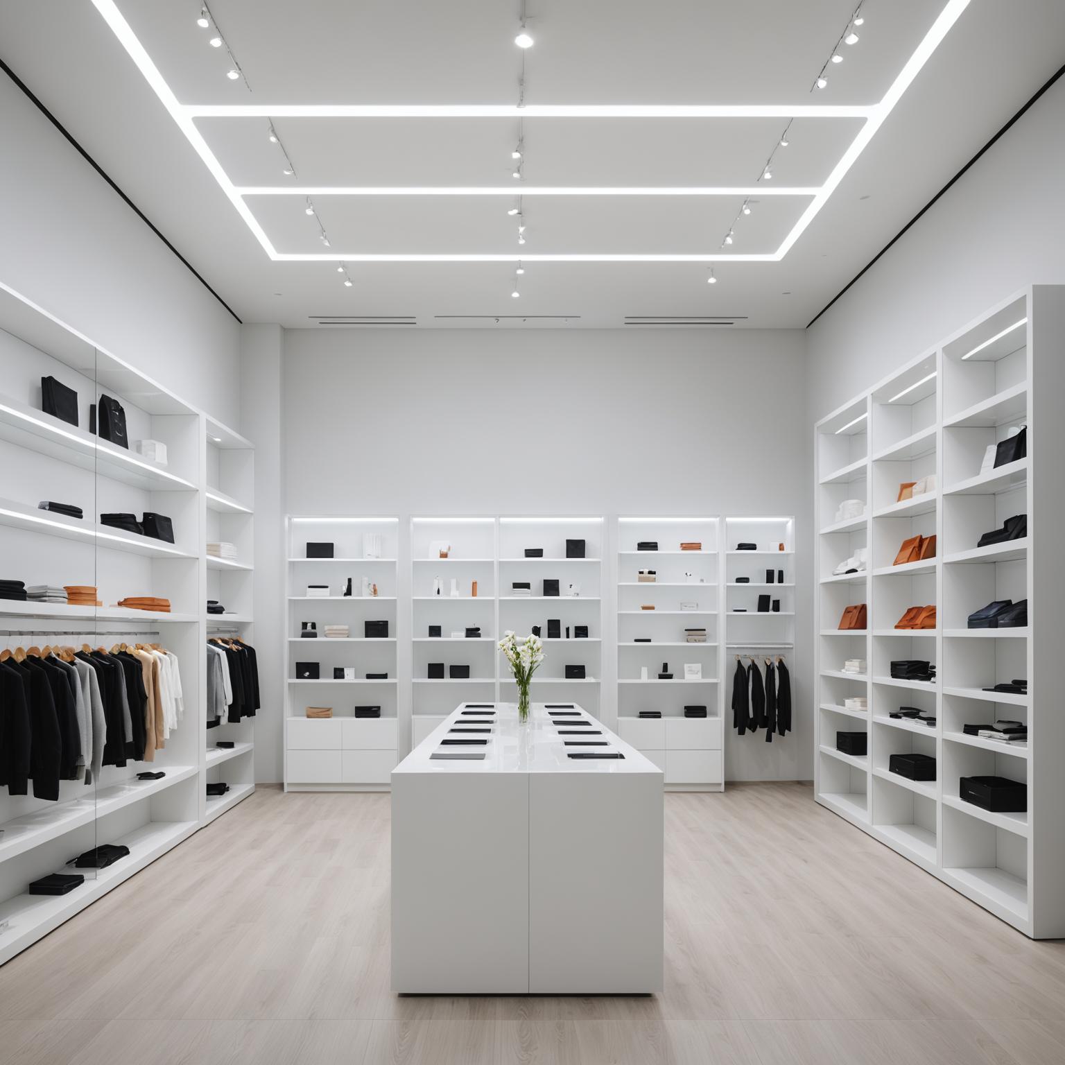 Bright retail showroom with custom display units
